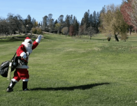 Santa Shows Up to Golf