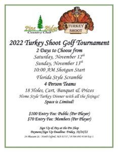 Pine Ridge Country Club Annual Turkey Shoot 2022