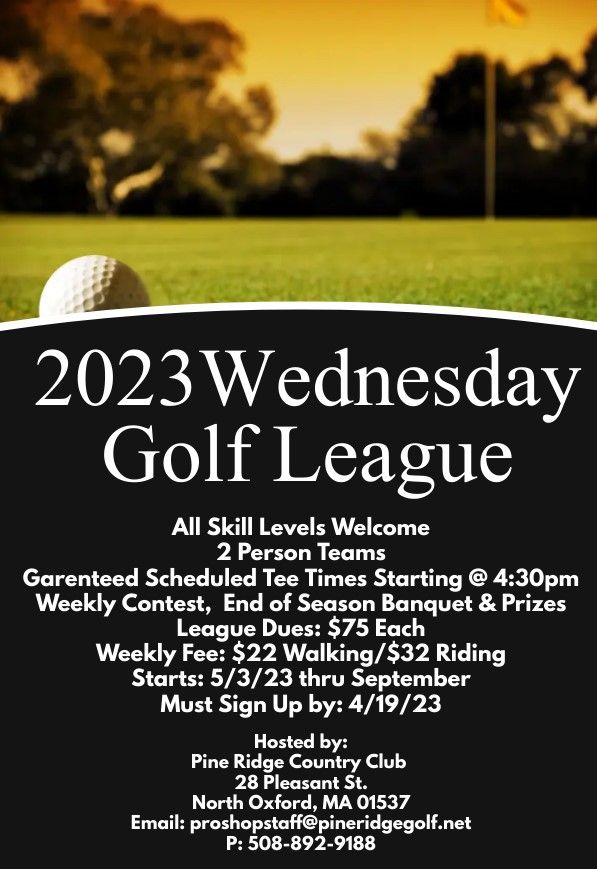 Pine RIdge Country Club 2023 Wednesday Golf League