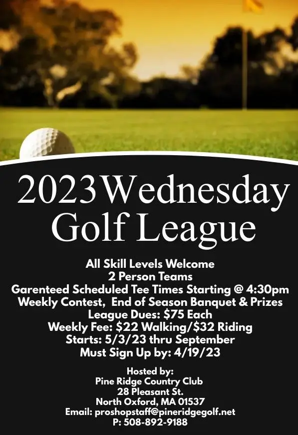 Pine RIdge Country Club 2023 Wednesday Golf League