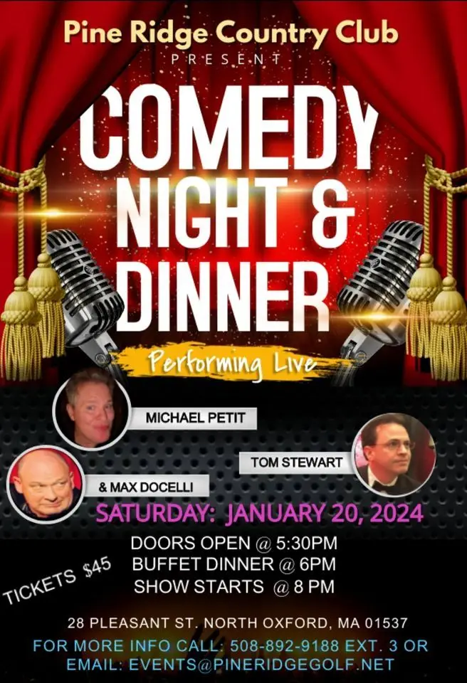 Comedy Night and Dinner at Pine Ridge Country Club January 20 2024