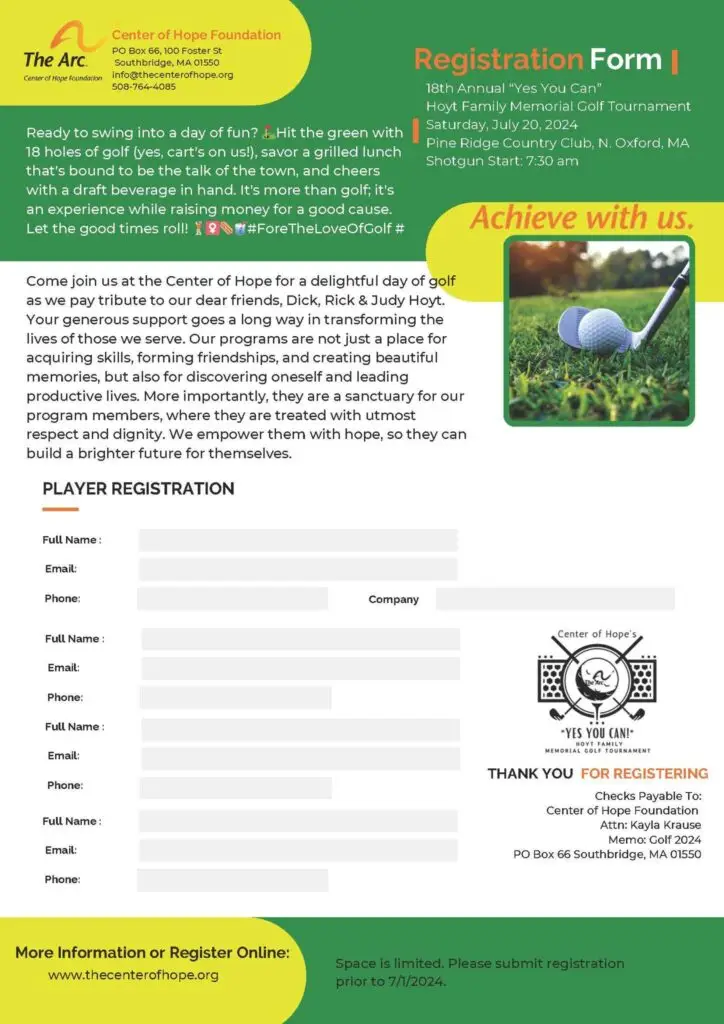 Hoyt Family Memorial Golf Tournament, Saturday, July 20 2024