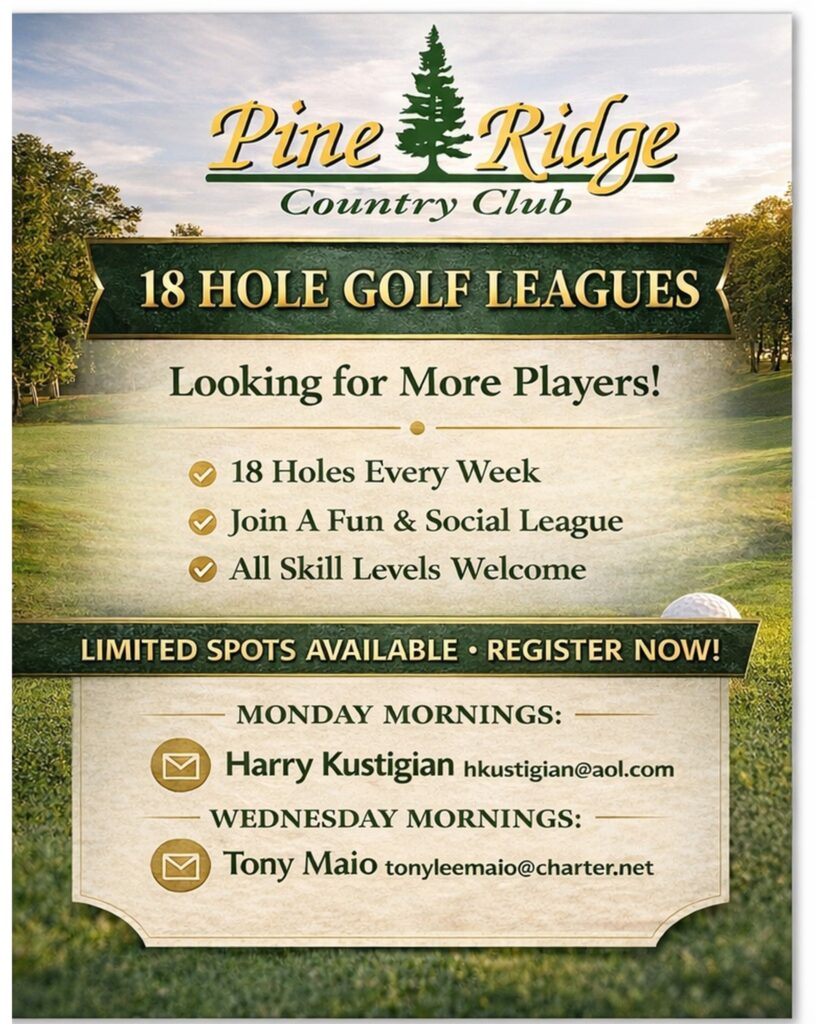 Pine Ridge Country Club. Looking for More League Players