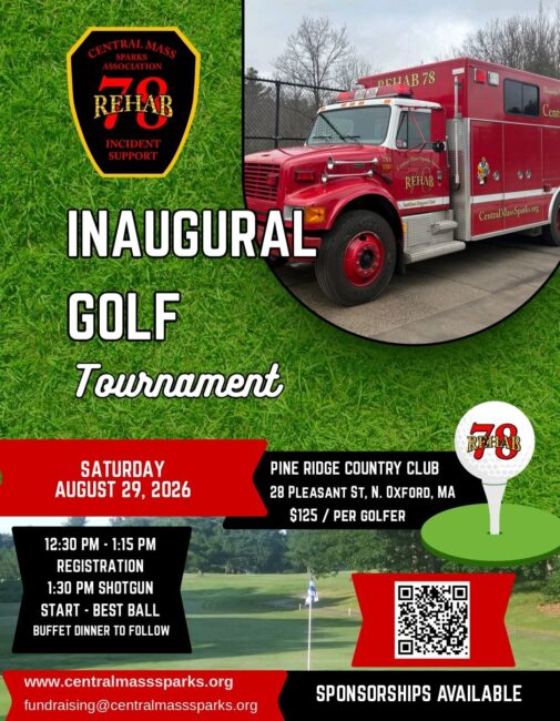 Central Mass Sparks Association 78 REHAB Inaugural Golf Tournament, Saturday, August 29, 2026
