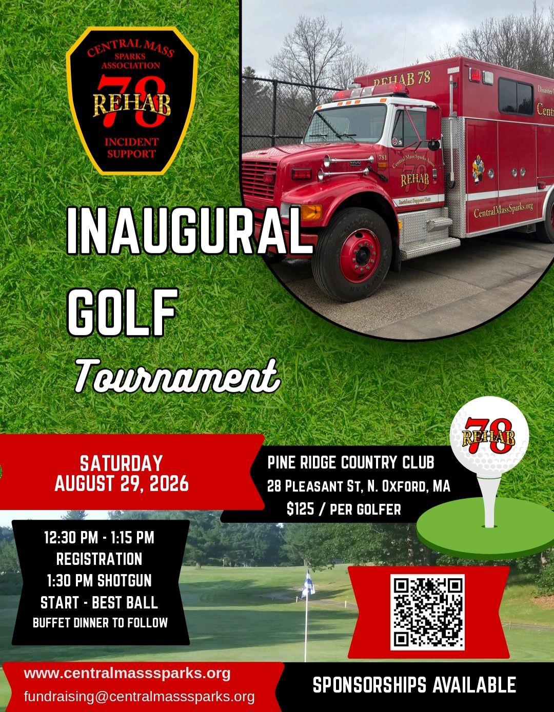 Central Mass Sparks Association 78 REHAB Inaugural Golf Tournament, Saturday, August 29, 2026