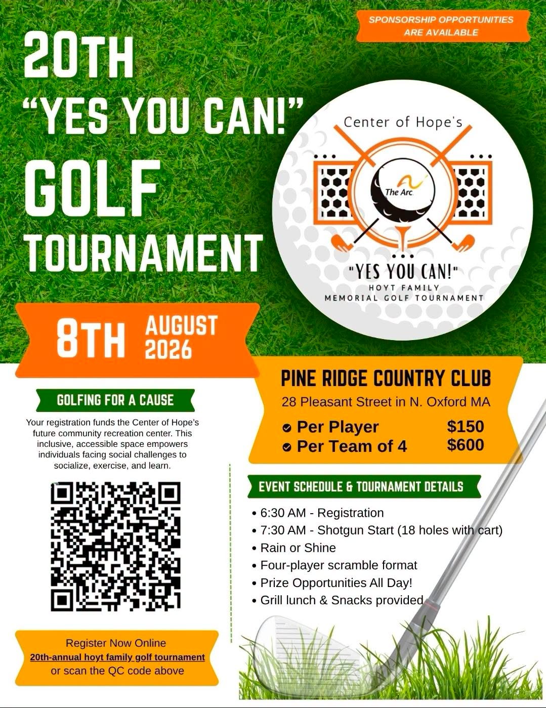 20 Annual "YES YOU CAN" Golf Tournament, August 8, 2026