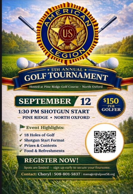 5th Annual American Legion Golf Tournament, Saturday, Sept 12, 2026