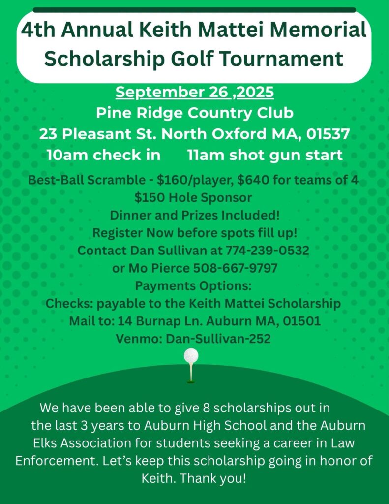 4th Annual Keith Mattei Memorial Scholarship Golf Tournament, Saturday, September 26, 2026