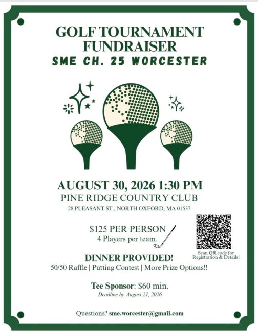 SME Ch 25 Worcester Golf Tournament Fundraiser, August 30, 2026