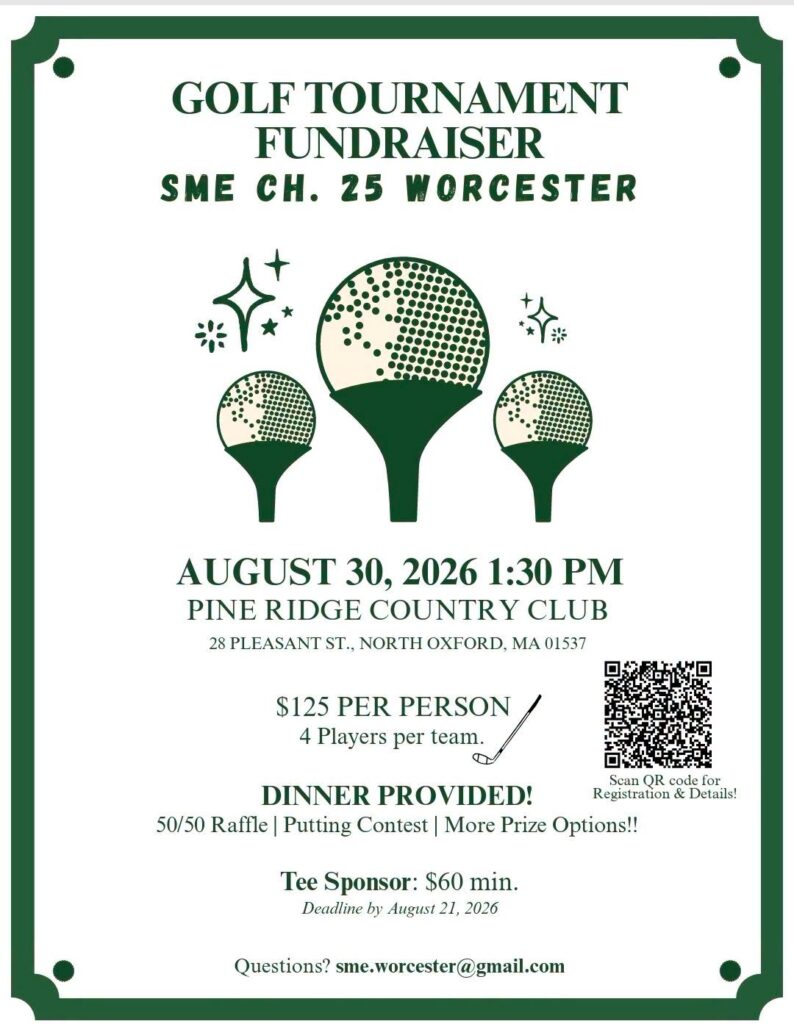 SME Ch 25 Worcester Golf Tournament Fundraiser, August 30, 2026