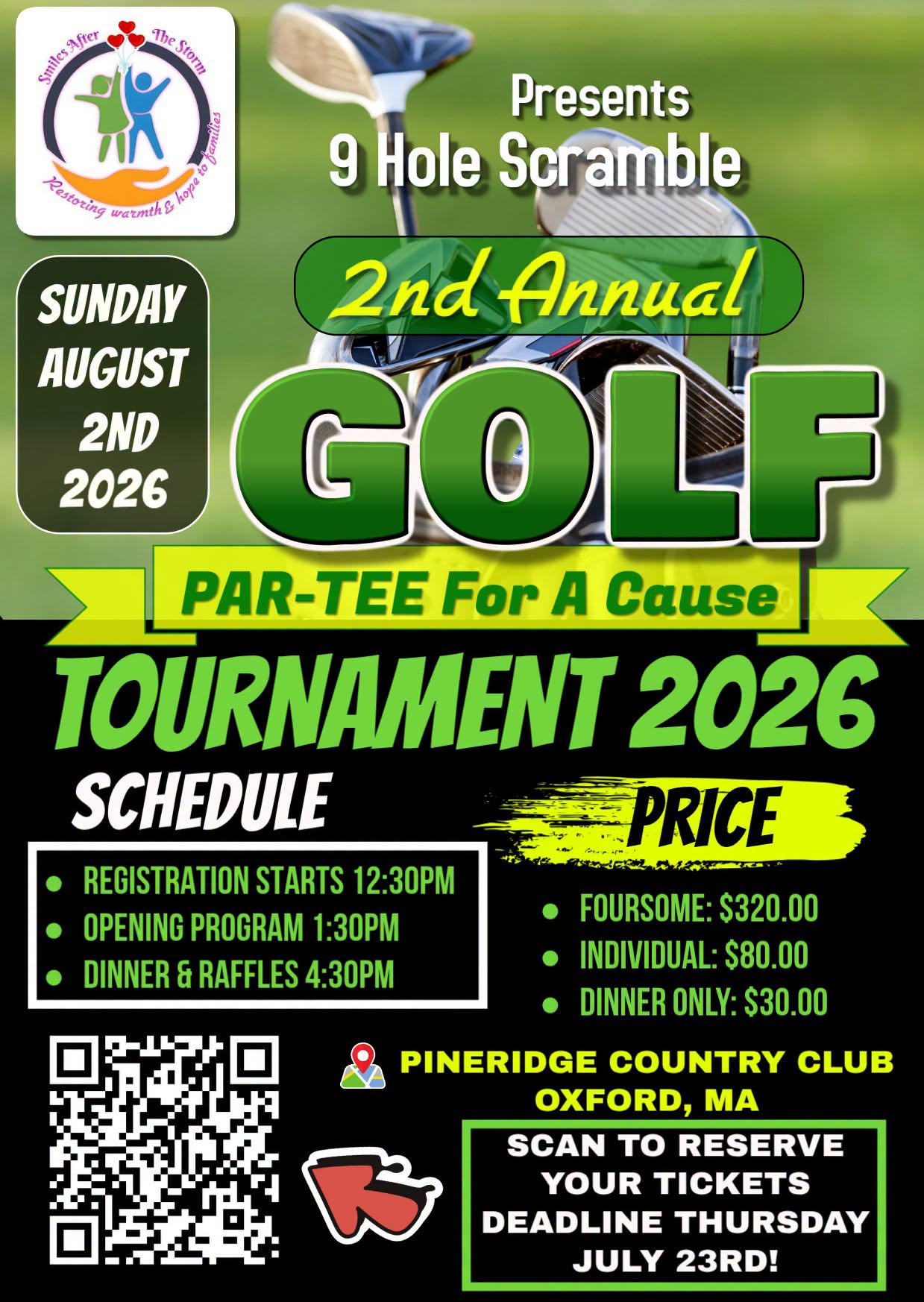 2nd Annual After The Storm 9 Hole Scramble, Sunday, August 2, 2026